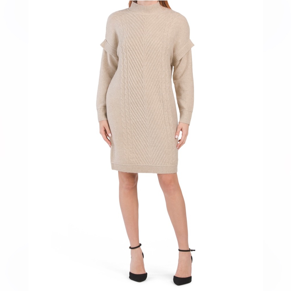 Nicole Miller New York | NWT Mock Neck Cable Knit Sweater Dress